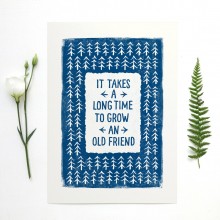 Hand lettered Old Friend print - Made in Scotland